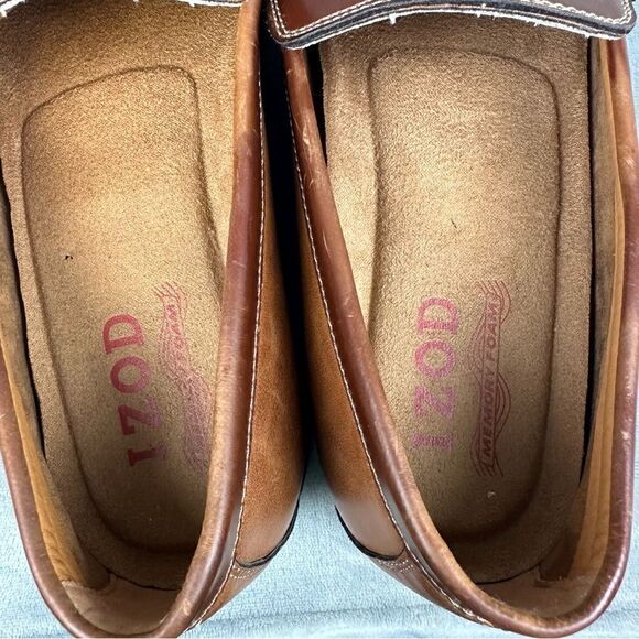 Izod Loafers‎ Mens 11 Brown Slip On Tassel Dress Shoes Business Casual Foam - Picture 9 of 11